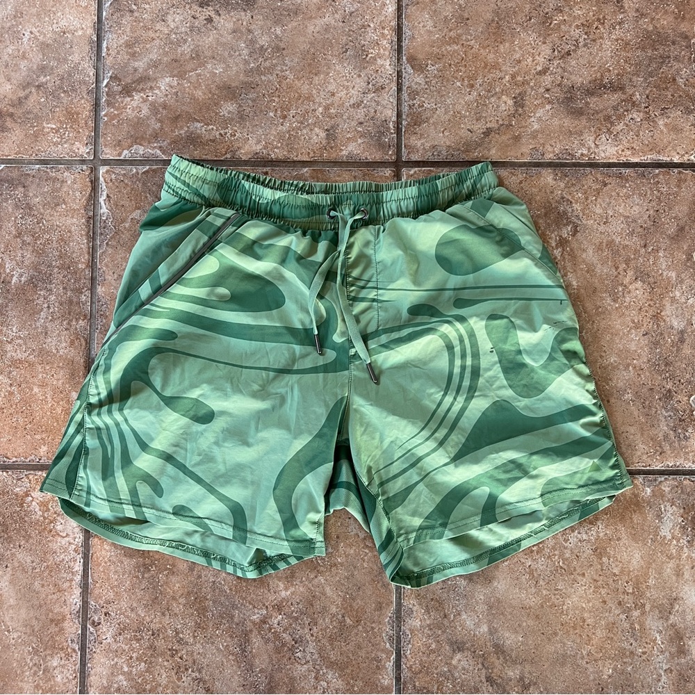 Vitality Men’s Gym Shorts 5” Inseam with Liner Green Medium